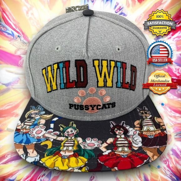 My Hero Academia Wild Wild Pussycats ADULT Snapback Hat Cap Flat Bill Anime NWT - Picture 1 of 14